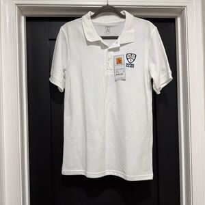 Notre Dame Prep Polo Shirt White Collared Short Sleeve Uniform Size Small